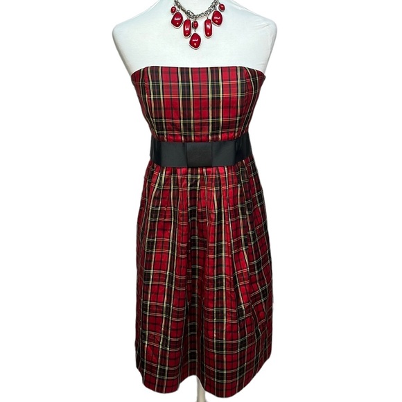 Molly B. Tartan Strapless Silk Dress - Picture 1 of 6